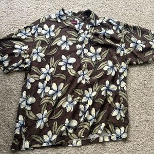 Tommy Bahama Mens 100% Silk Button Down Shirt Size XXL Green Short Sleeve Collar